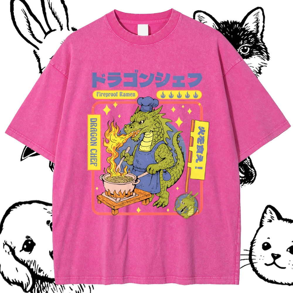 Dragon Chef: Fireproof Ramen Cotton Vintage Wash Classic Graphic Tee