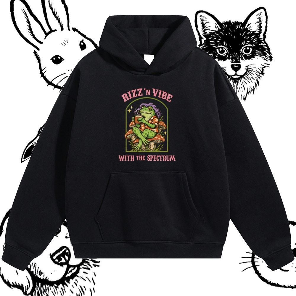 Rizz 'N Vibe Neurodiverse Frog Cotton Blend Classic Fit Unisex Hoodie