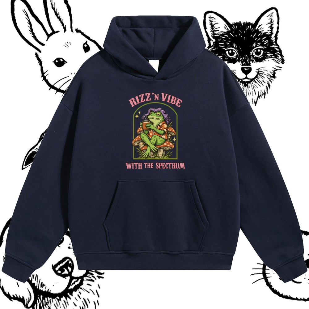 Rizz 'N Vibe Neurodiverse Frog Cotton Blend Classic Fit Unisex Hoodie
