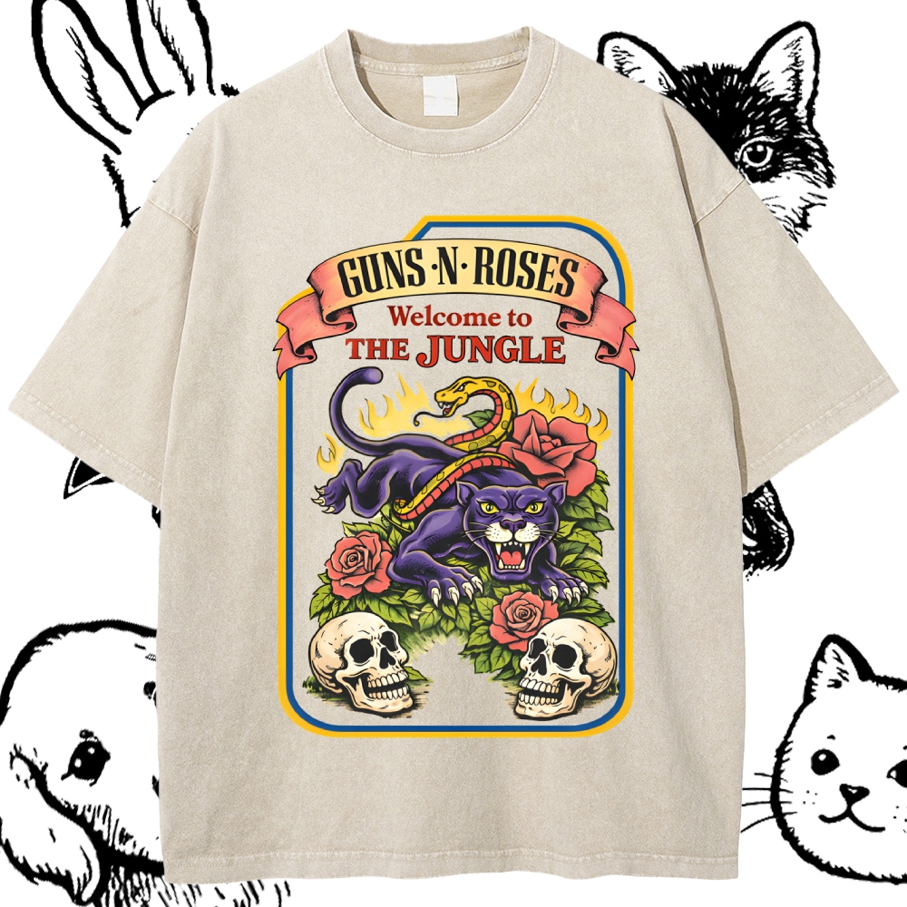Welcome To The Jungle Cotton Vintage Wash Classic Graphic Tee