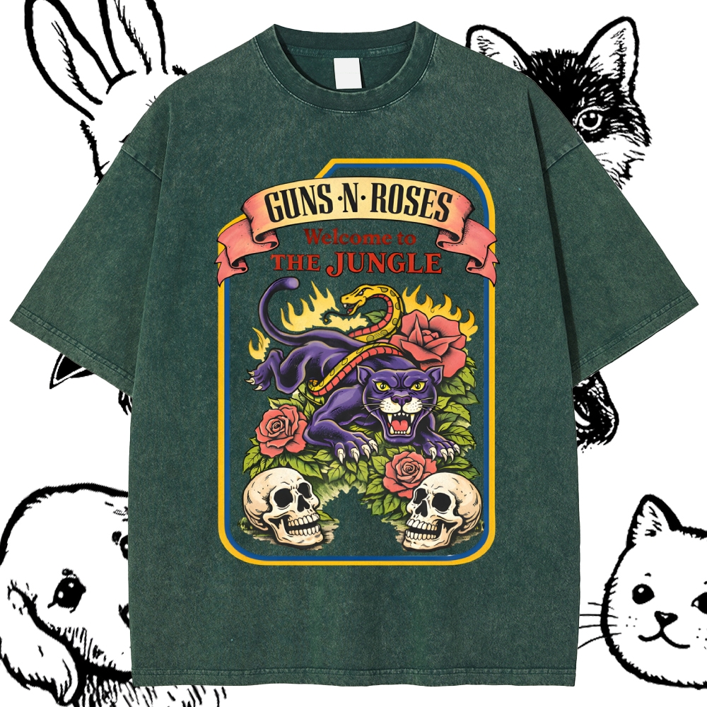 Welcome To The Jungle Cotton Vintage Wash Classic Graphic Tee