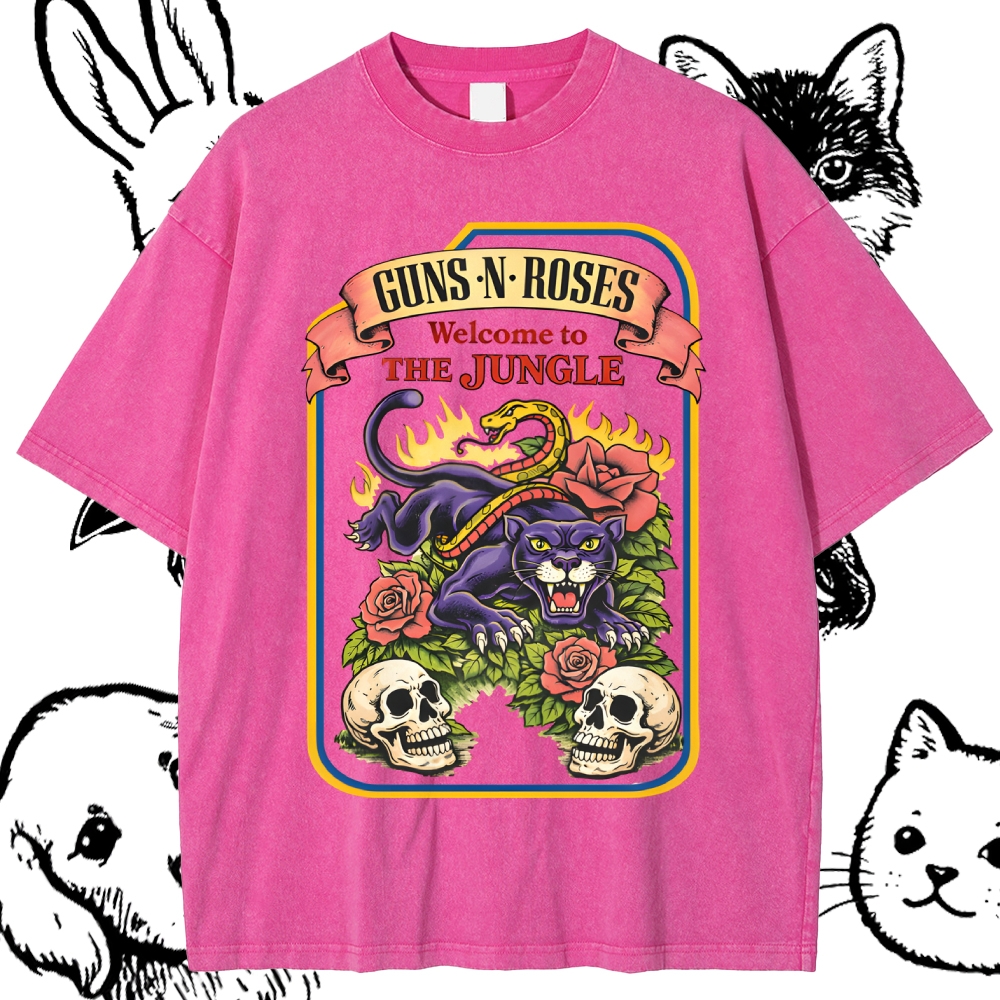 Welcome To The Jungle Cotton Vintage Wash Classic Graphic Tee