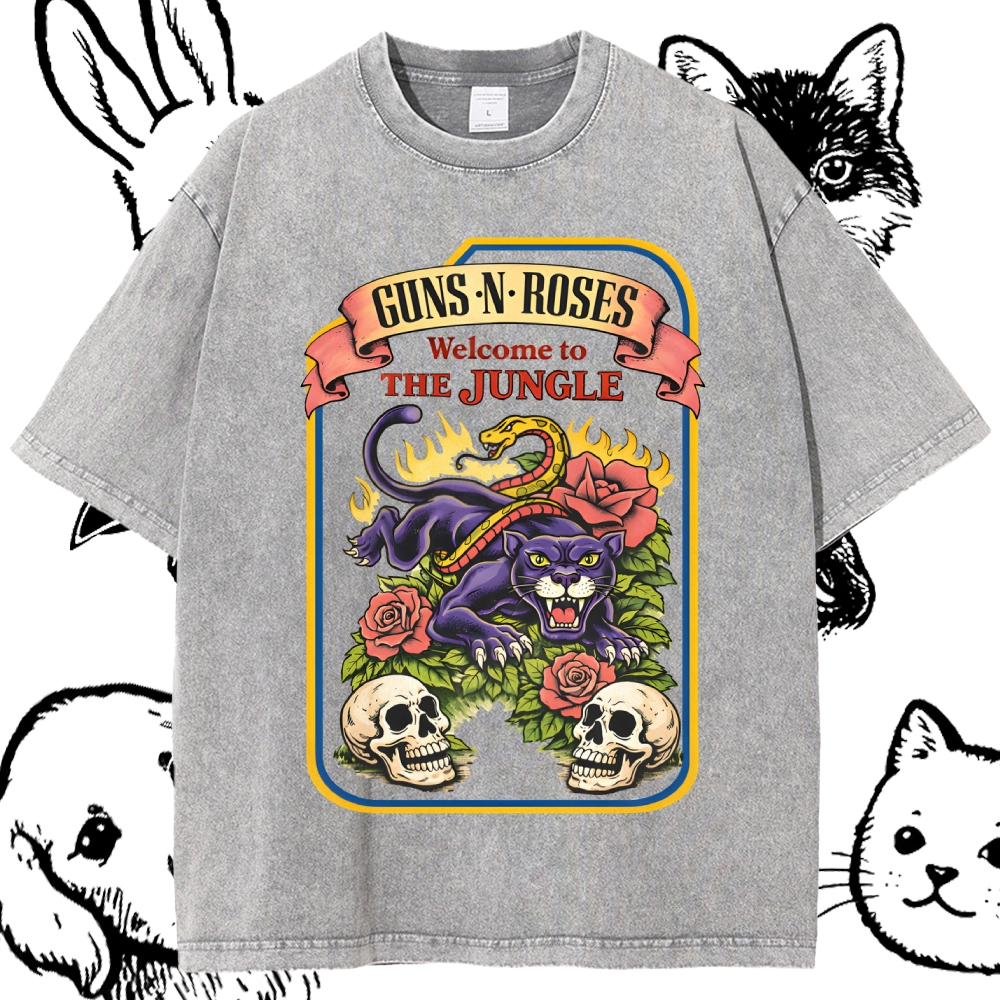 Welcome To The Jungle Cotton Vintage Wash Classic Graphic Tee