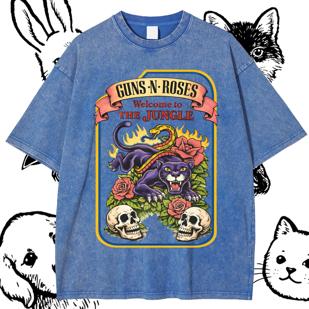 Welcome To The Jungle Cotton Vintage Wash Classic Graphic Tee