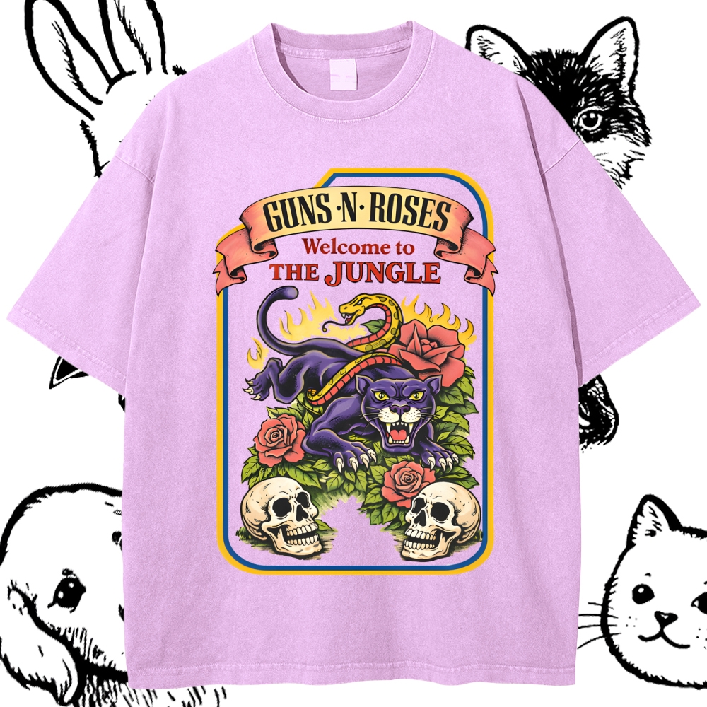 Welcome To The Jungle Cotton Vintage Wash Classic Graphic Tee