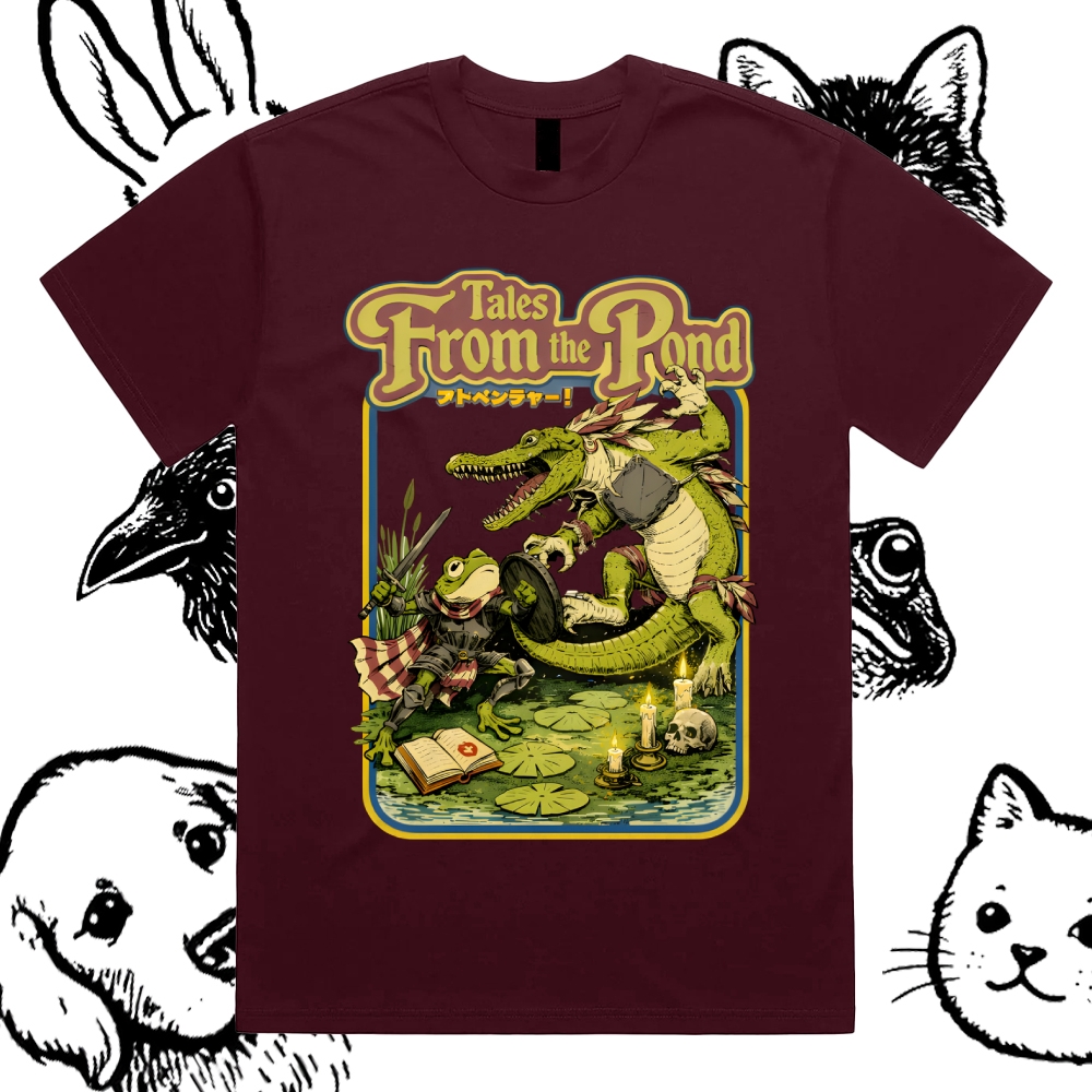 Tales From The Pond Cotton Classic Fit Retro Dark Humor Graphic Tee