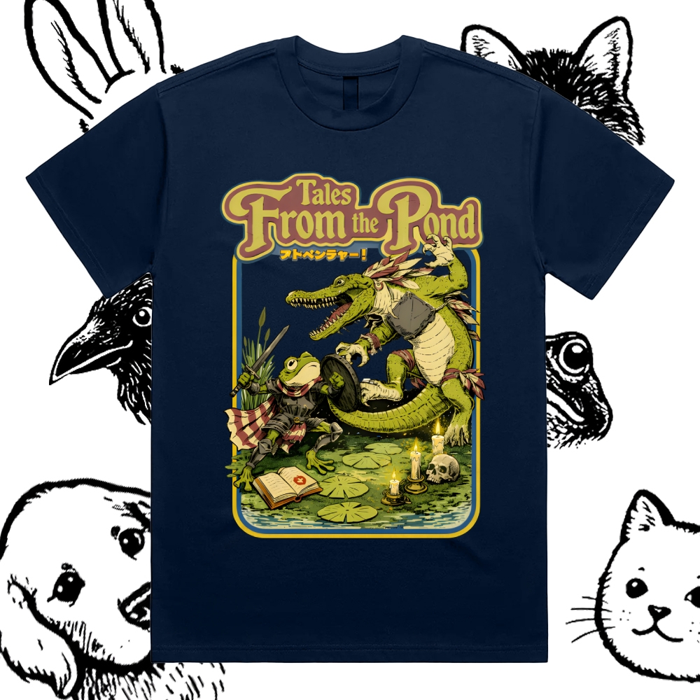Tales From The Pond Cotton Classic Fit Retro Dark Humor Graphic Tee