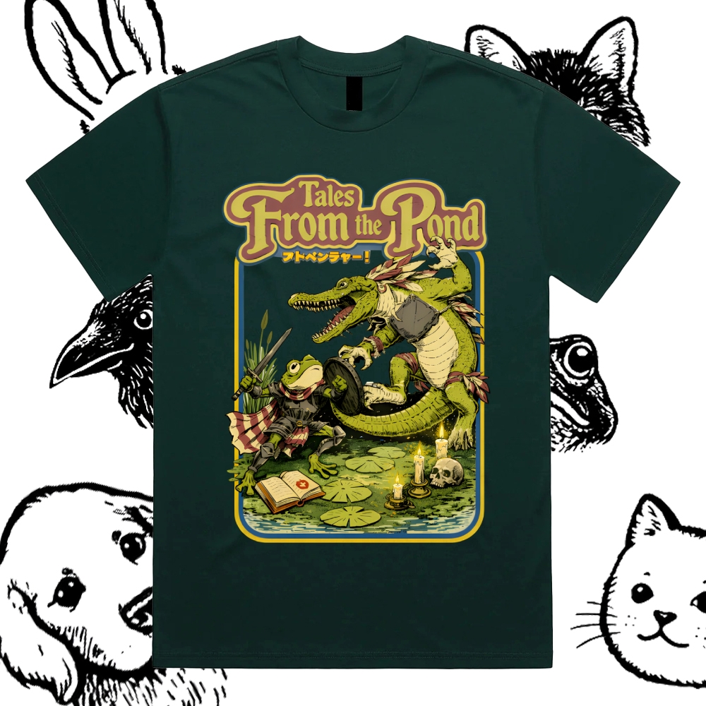 Tales From The Pond Cotton Classic Fit Retro Dark Humor Graphic Tee