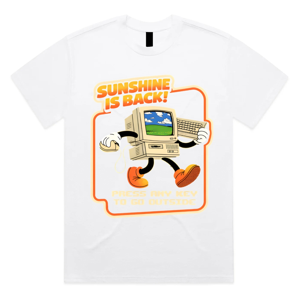 Sunshine Is Back Retro Computer Cotton Classic Fit Retro Dark Humor Graphic Tee