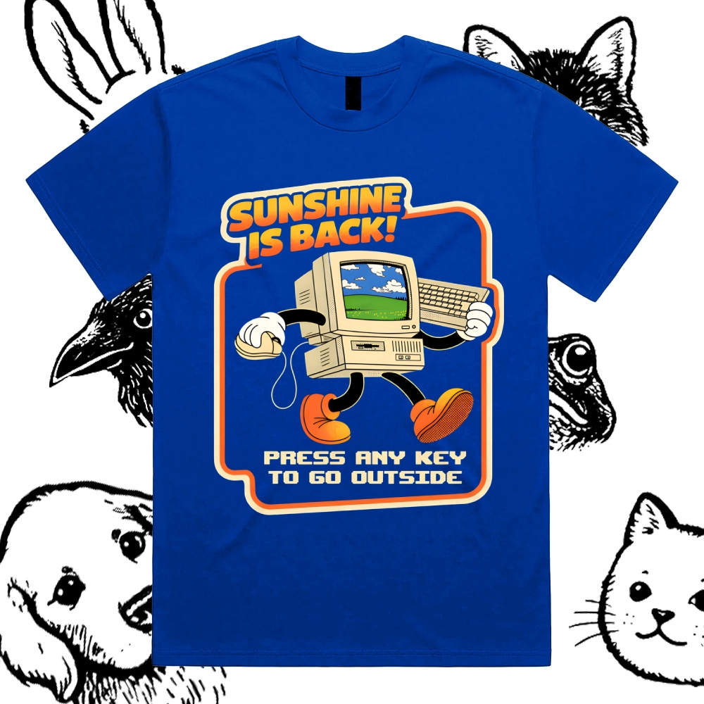 Sunshine Is Back Retro Computer Cotton Classic Fit Retro Dark Humor Graphic Tee