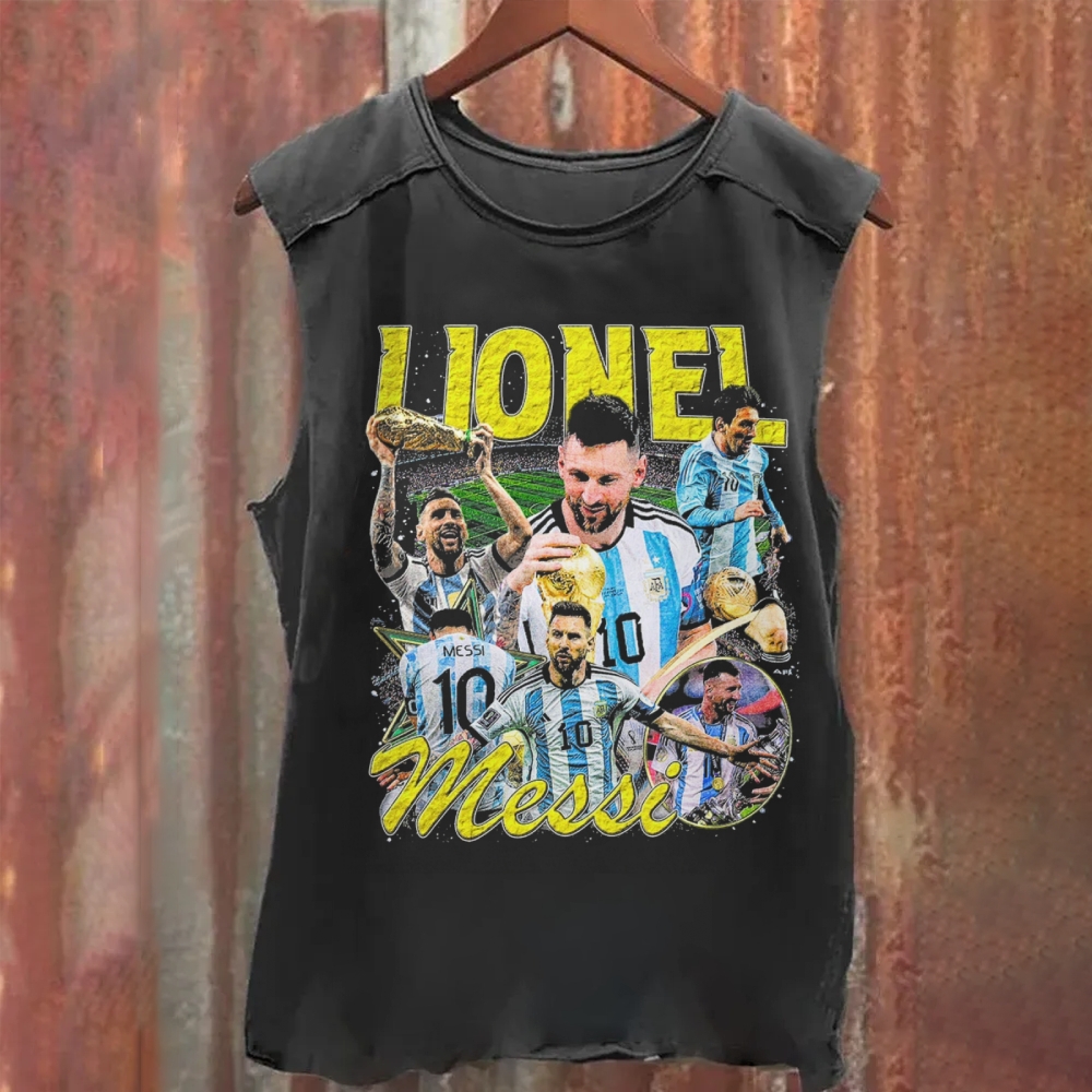 Argentina Messi Golden Champion Washed Tank Top