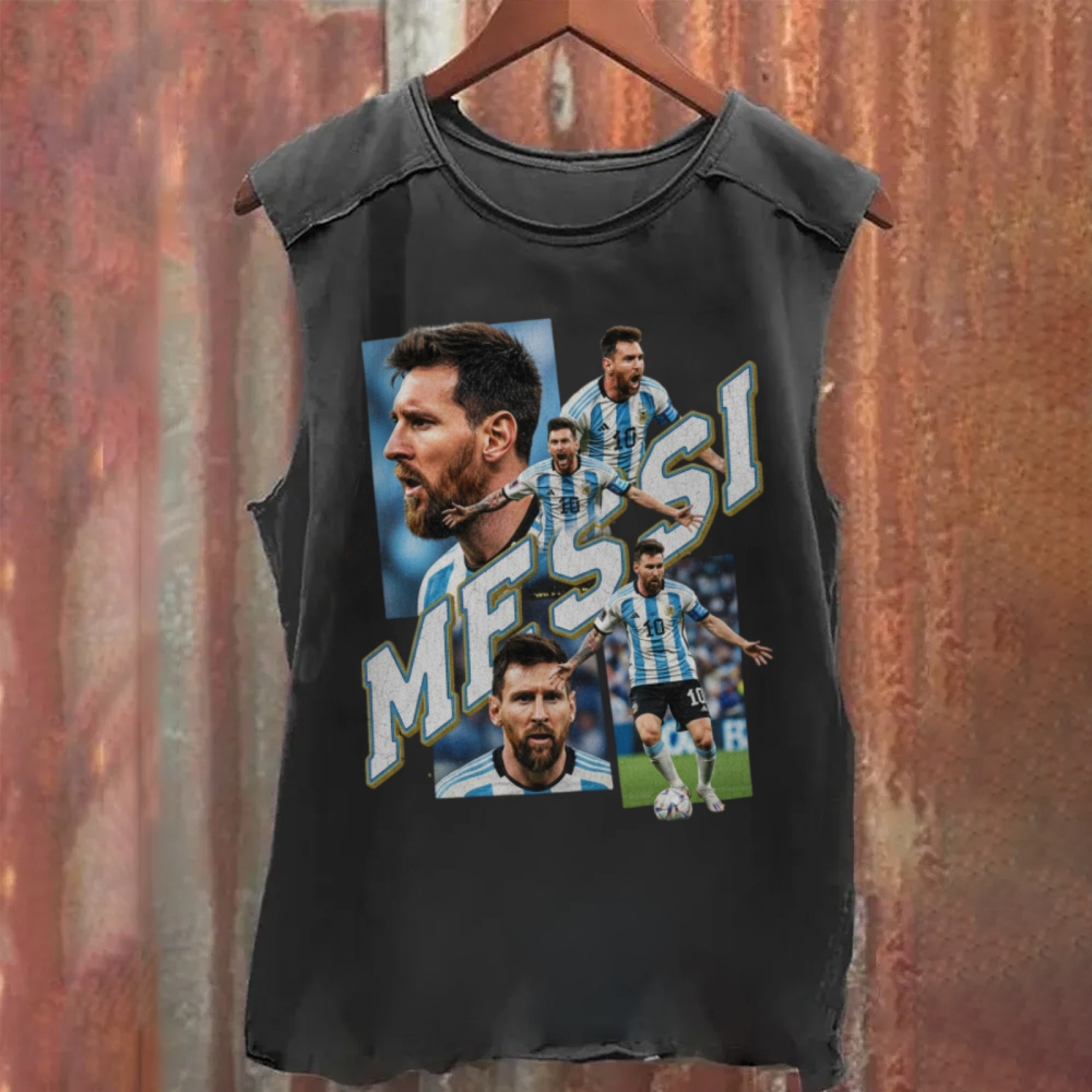 Lionel Messi: The Albiceleste Legend Tribute Washed Tank Top