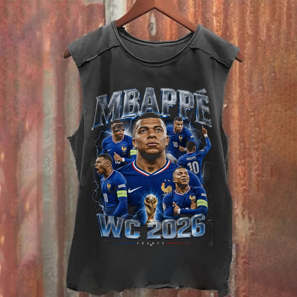 Kylian Mbappé: The Blue Flare 2026 Washed Tank Top