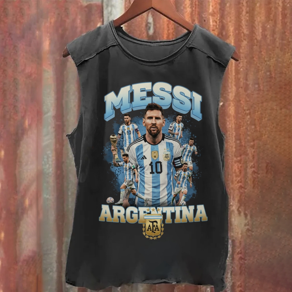 Messi: The Eternal King Of Argentina Washed Tank Top