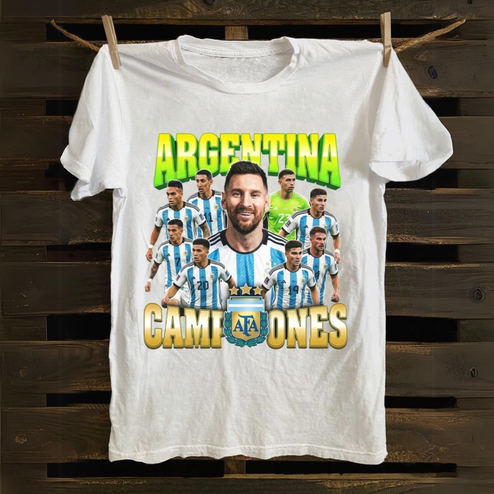 Messi And Argentina: The Three-Star Champions cotton T-shirt
