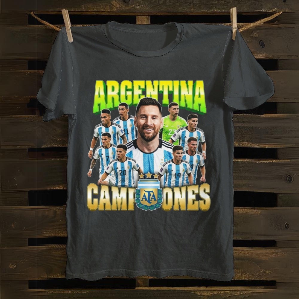 Messi And Argentina: The Three-Star Champions cotton T-shirt
