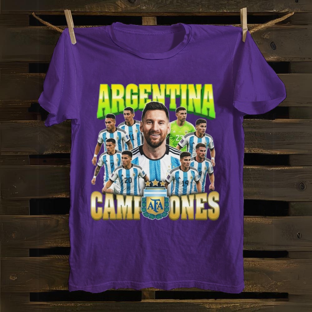 Messi And Argentina: The Three-Star Champions cotton T-shirt