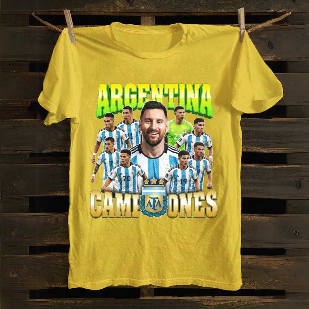 Messi And Argentina: The Three-Star Champions cotton T-shirt