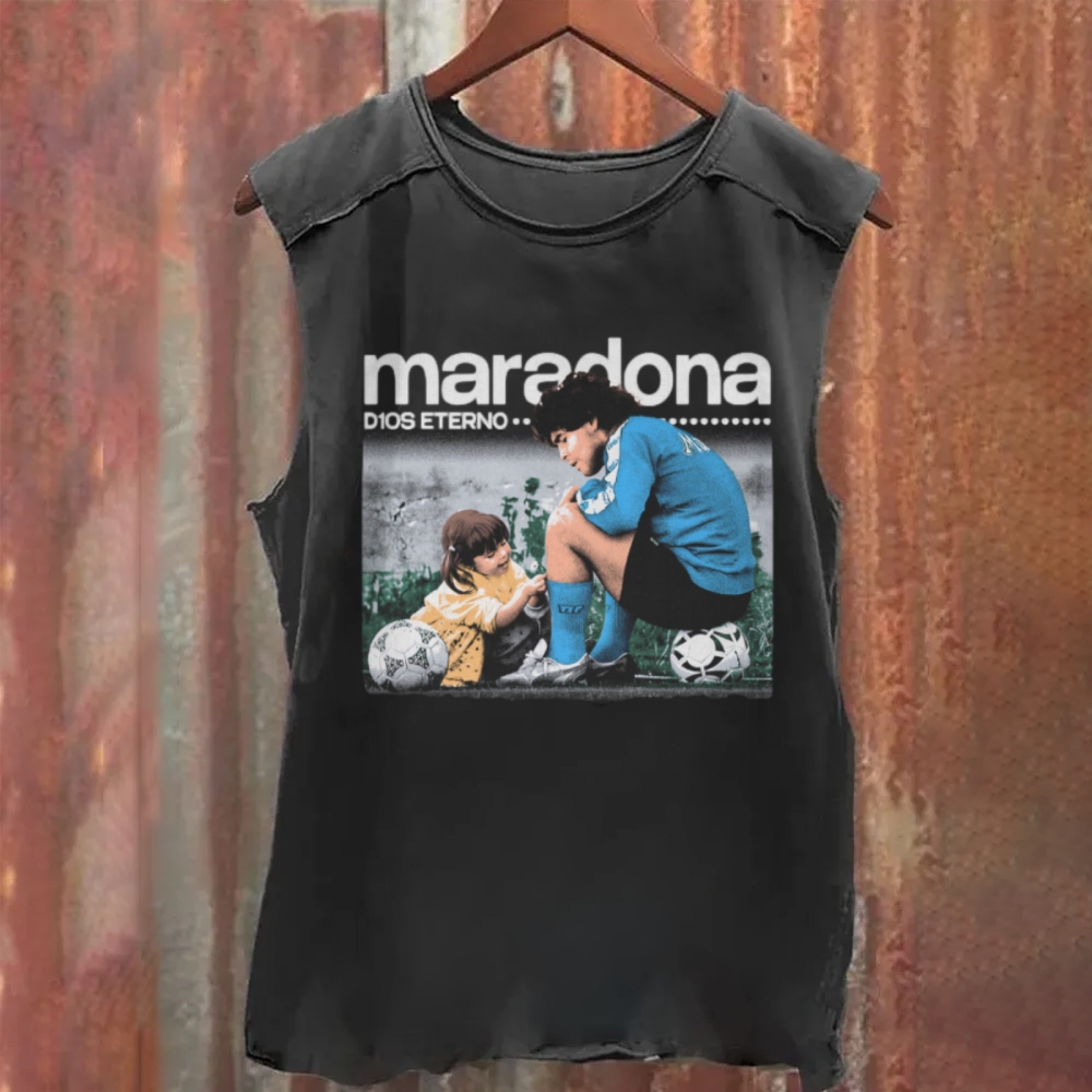 Diego Maradona D10S Eternal Family Love Washed Tank Top