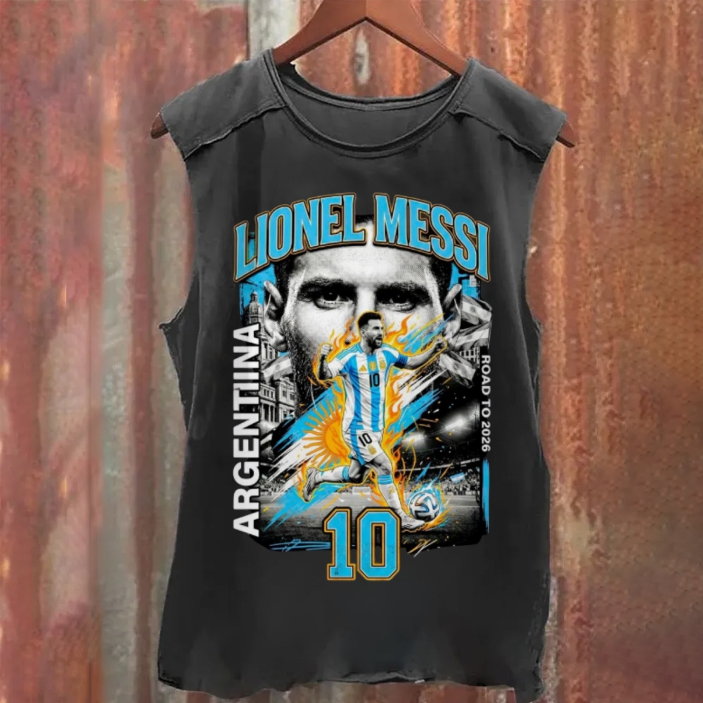 Lionel Messi Argentina Road To 2026 Washed Tank Top