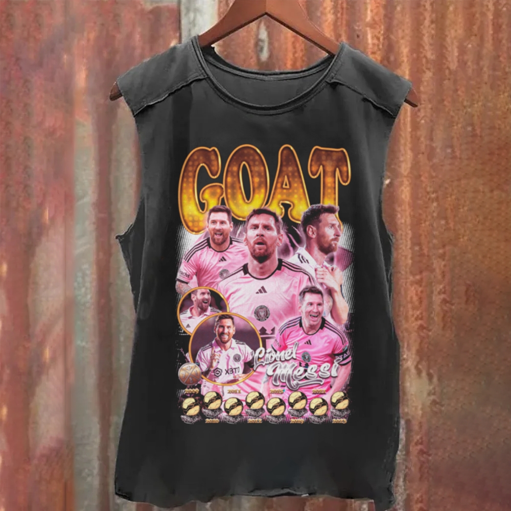 Lionel Messi Inter Miami 8 Ballon d'Or GOAT Washed Tank Top