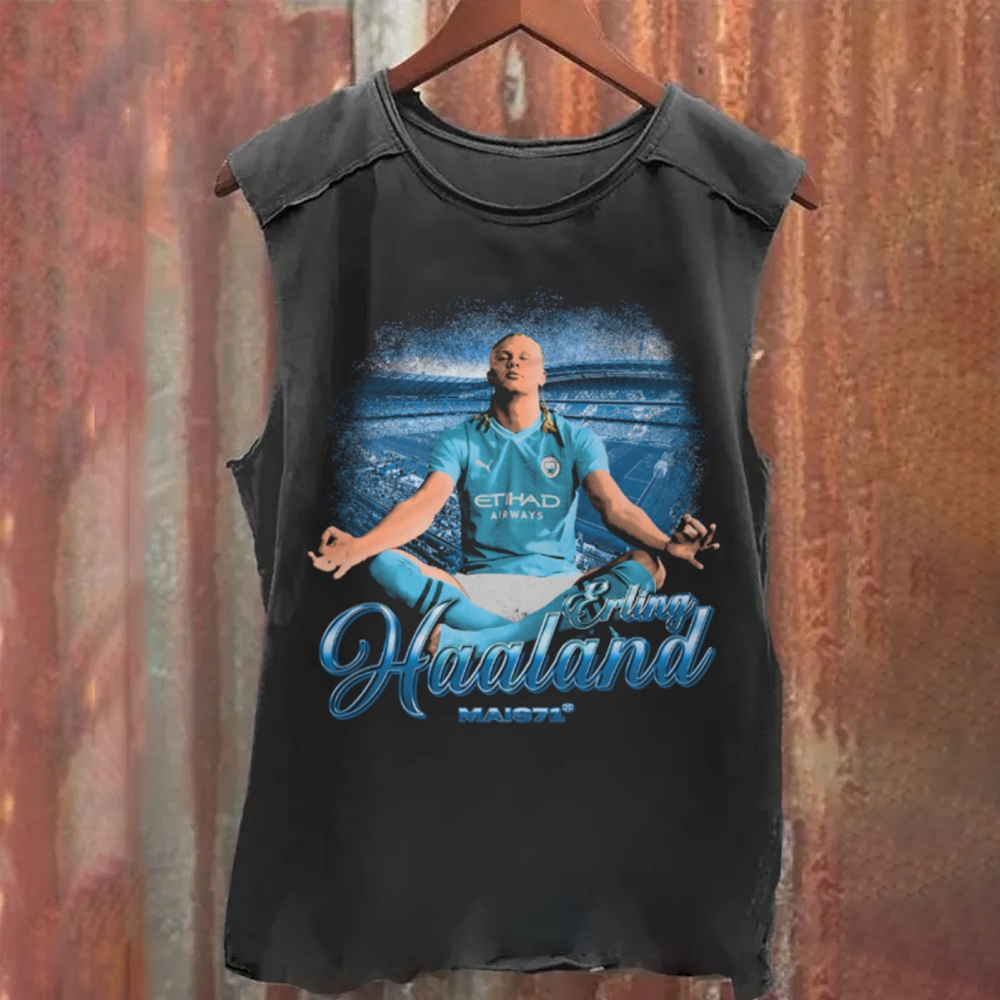 Erling Haaland Man City Zen Celebration Washed Tank Top