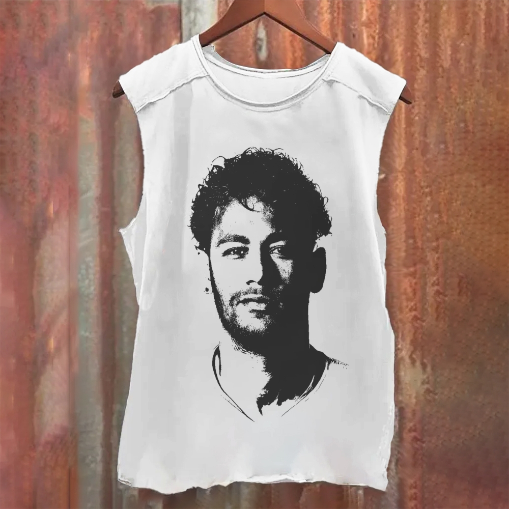 Neymar Jr Artistic Portrait Stencil Unisex Casual Printed Tank Top 