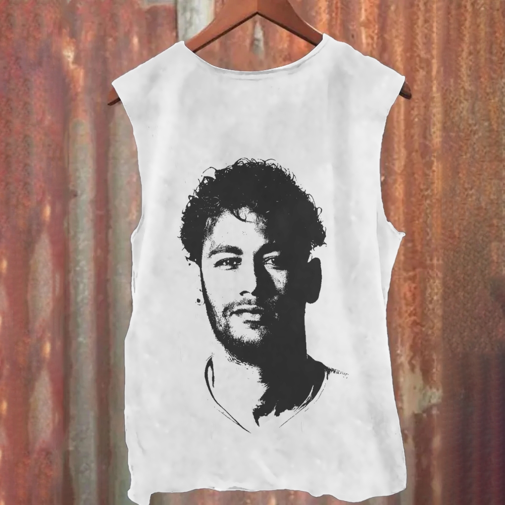 Neymar Jr Artistic Portrait Stencil Unisex Casual Printed Tank Top 