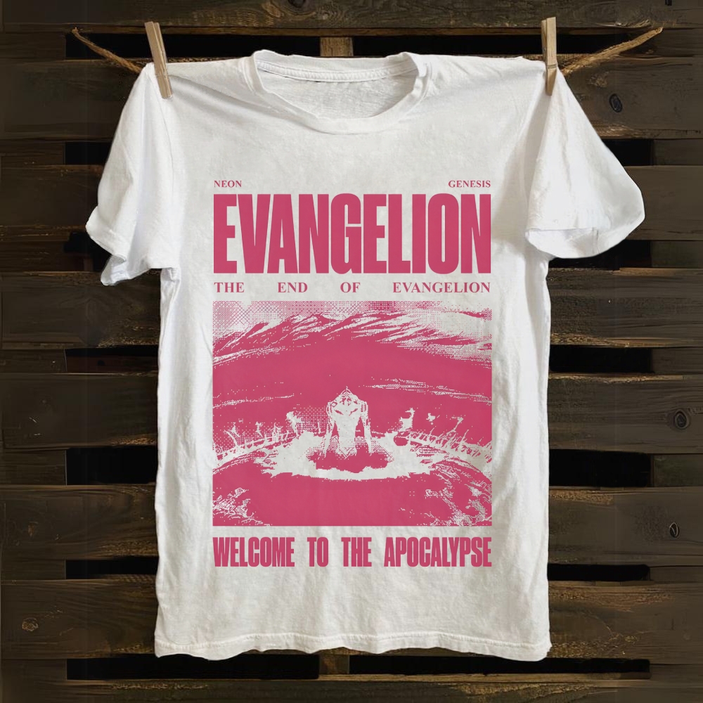The End of Evangelion Pink Halftone Apocalypse cotton T-shirt 