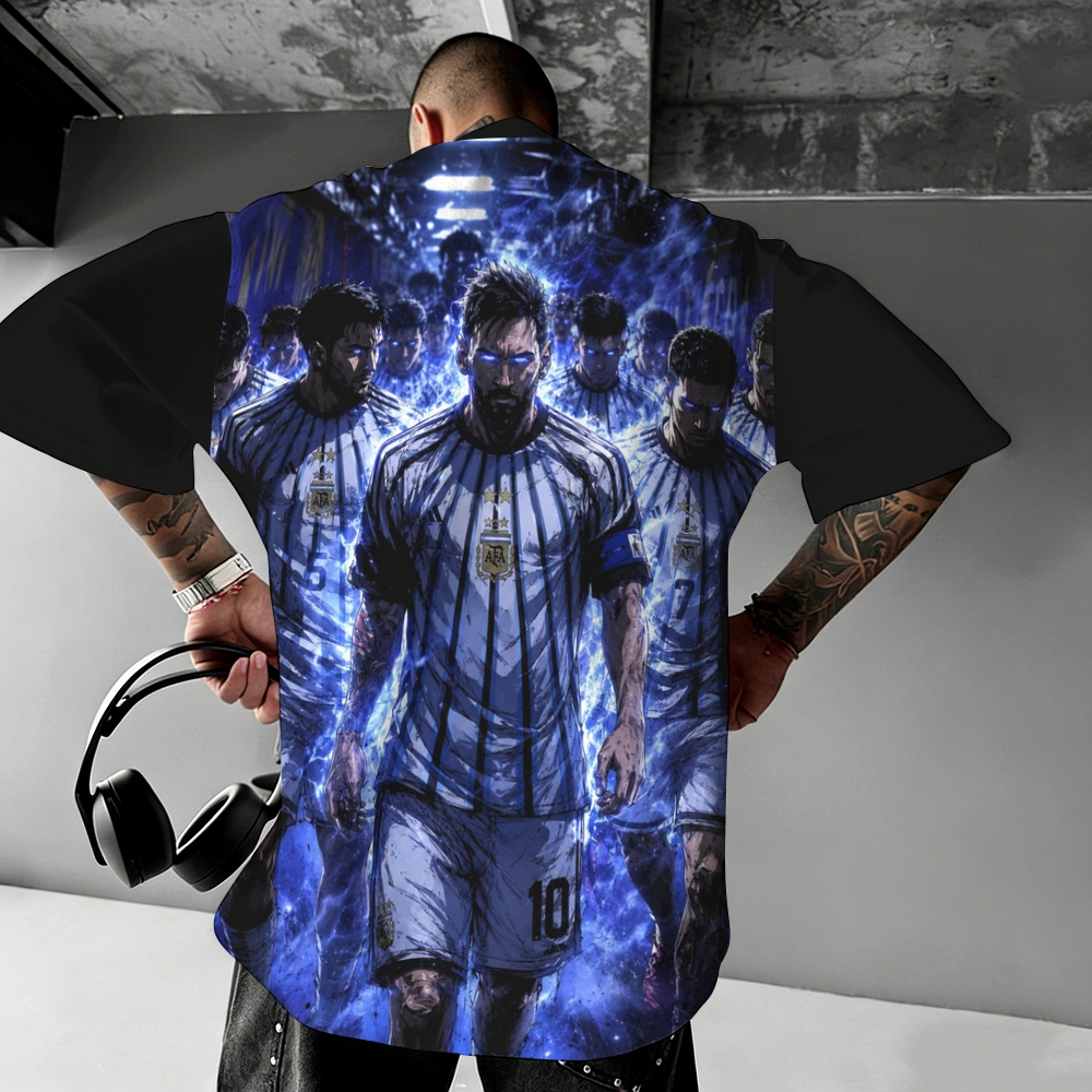 Argentina team printed short-sleeved shirt