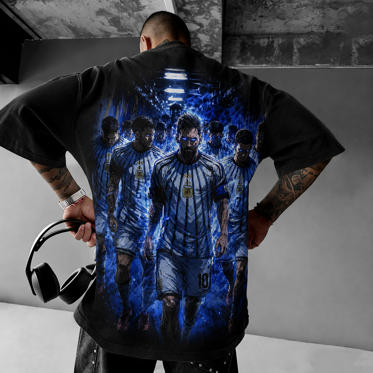 Argentina team printed short-sleeved shirt
