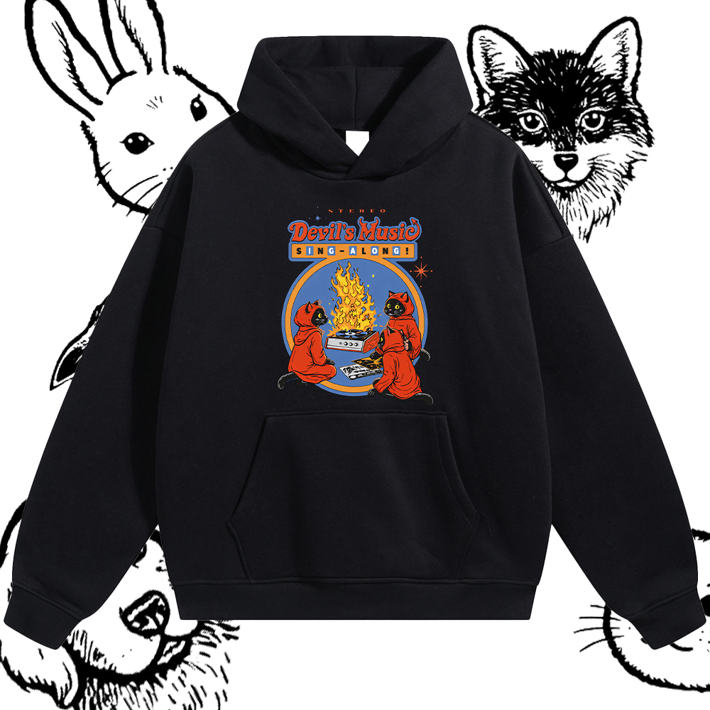 Devil's Music Sing-Along Graphic Hoodie – 100% Cotton Blend Classic Fit Unisex Hoodie