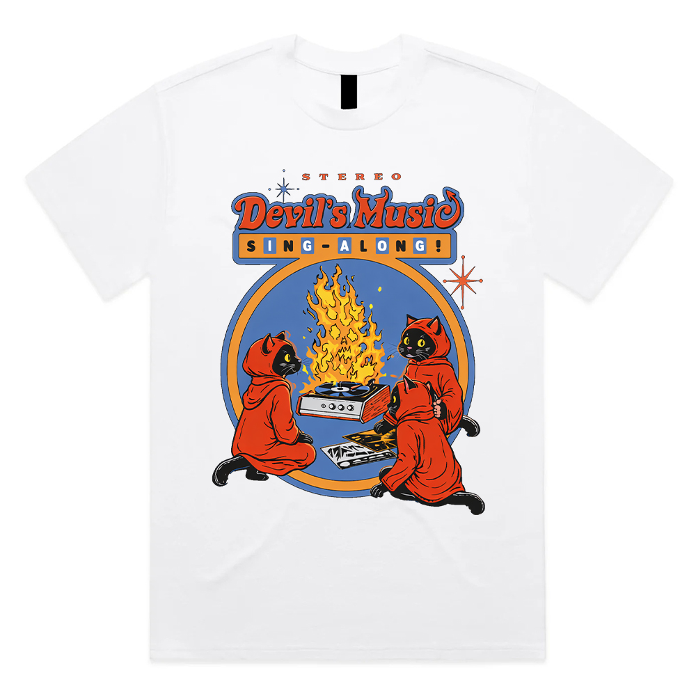 Devil's Music Sing-Along – 100% Cotton Classic Fit Retro Dark Humor Graphic Tee