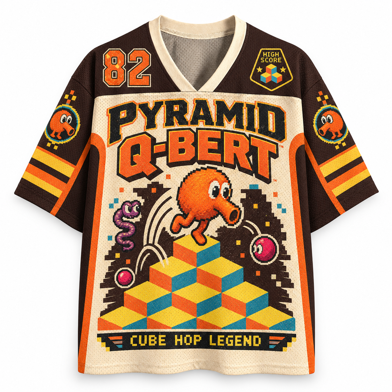 Q-Bert Pyramid Cube Hop Legend 82 Retro Arcade Jersey Shirts