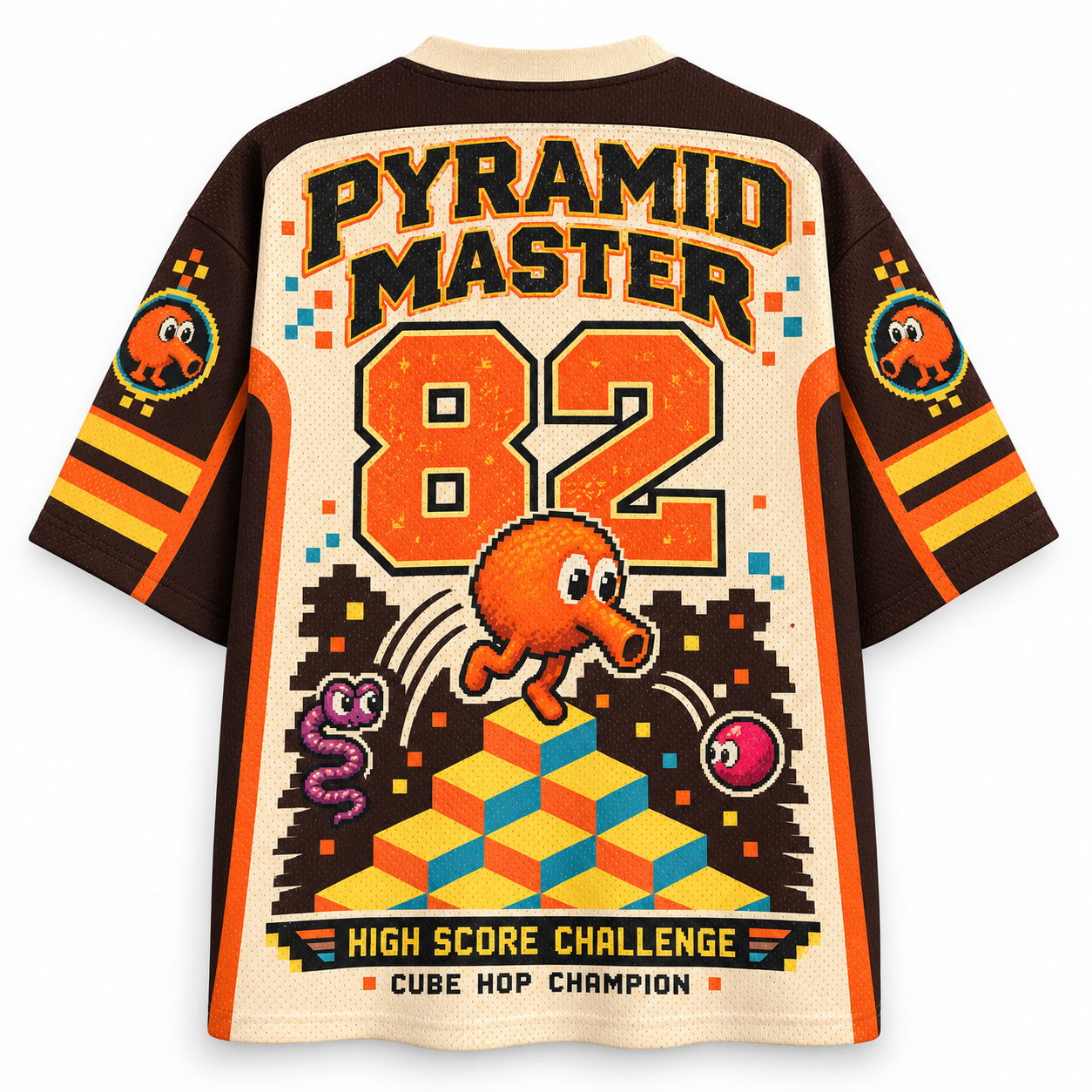 Q-Bert Pyramid Cube Hop Legend 82 Retro Arcade Jersey Shirts