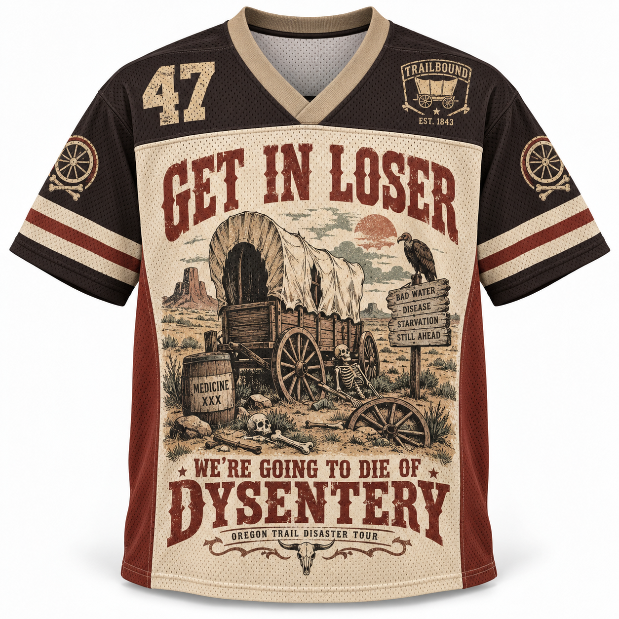 Oregon Trail Dysentery Get In Loser Disaster Tour Retro Jersey Shirts