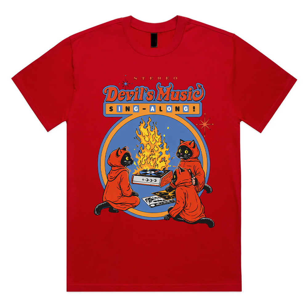 Devil's Music Sing-Along – 100% Cotton Classic Fit Retro Dark Humor Graphic Tee
