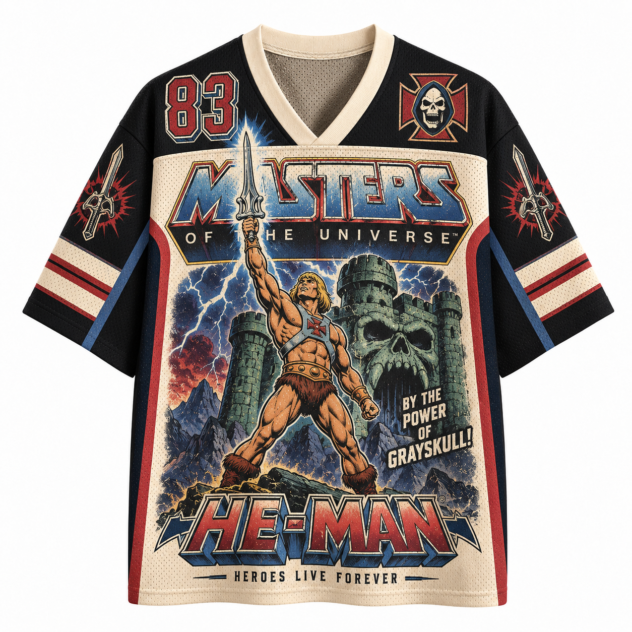 He-Man Masters of the Universe 83 Power of Grayskull Jersey Shirts