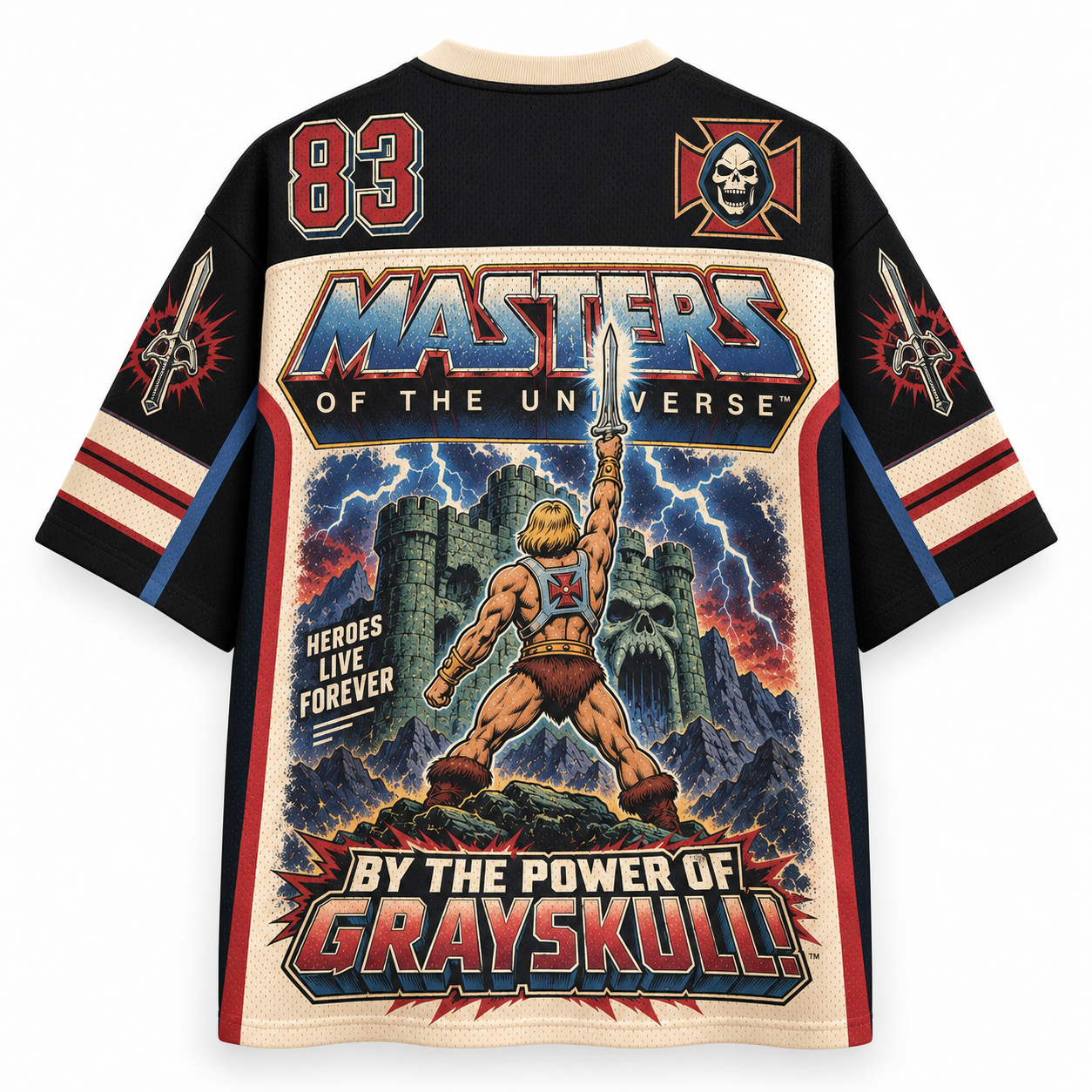 He-Man Masters of the Universe 83 Power of Grayskull Jersey Shirts