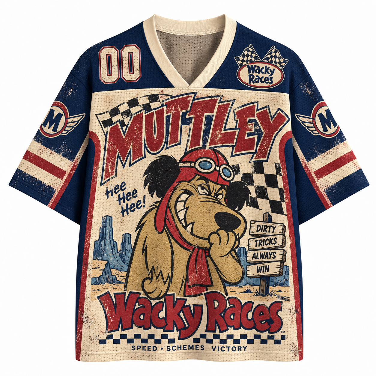 Muttley Wacky Races Dirty Tricks Always Win Retro Jersey Shirts