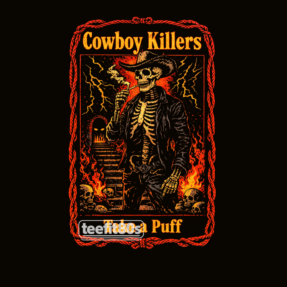  Skeleton Cowboy Smoking In Hellfire