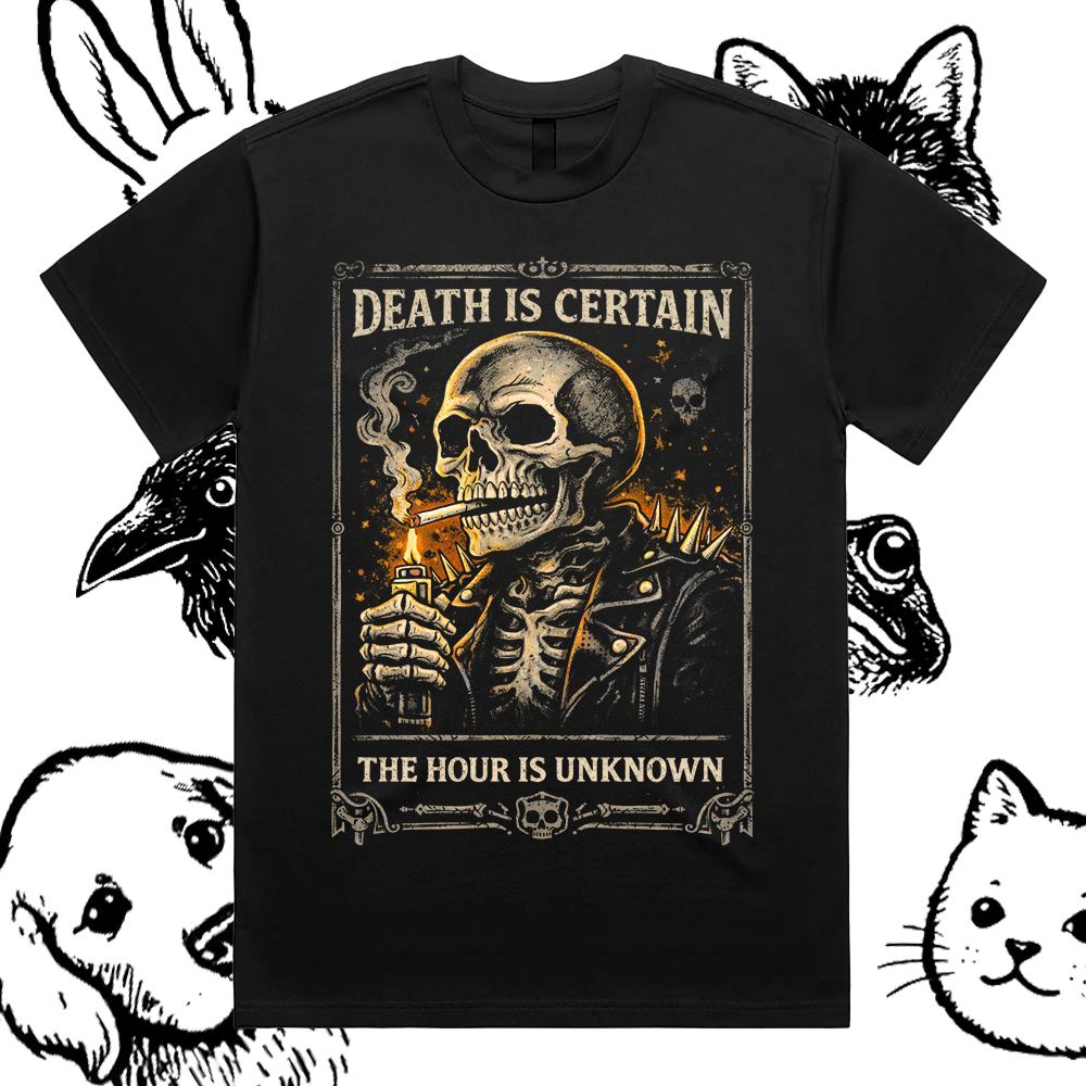 Skeleton Biker Lighting Cigarette In Leather Jacket