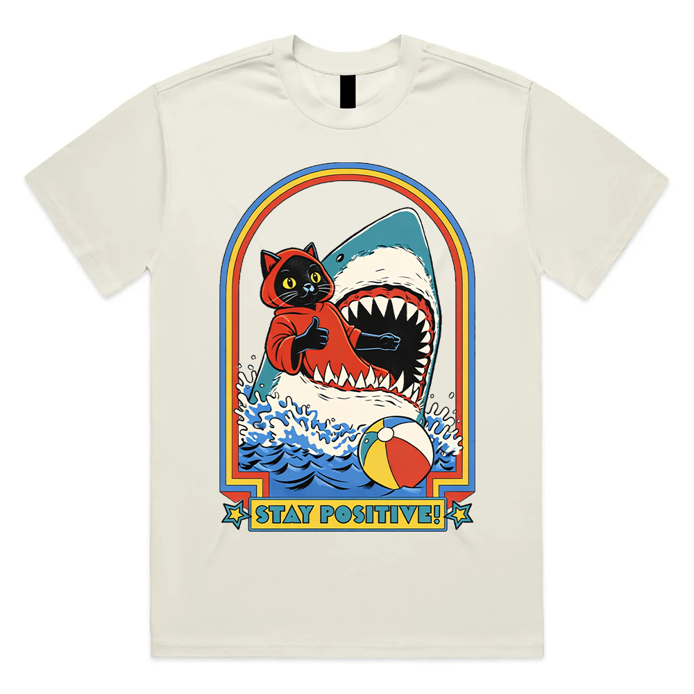 Stay Positive – 100% Cotton Classic Fit Retro Dark Humor Graphic Tee