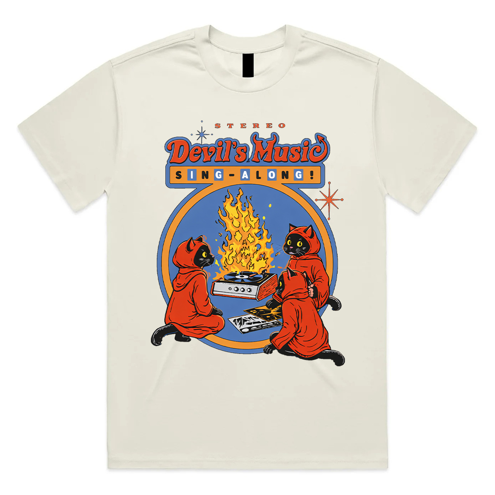 Devil's Music Sing-Along – 100% Cotton Classic Fit Retro Dark Humor Graphic Tee