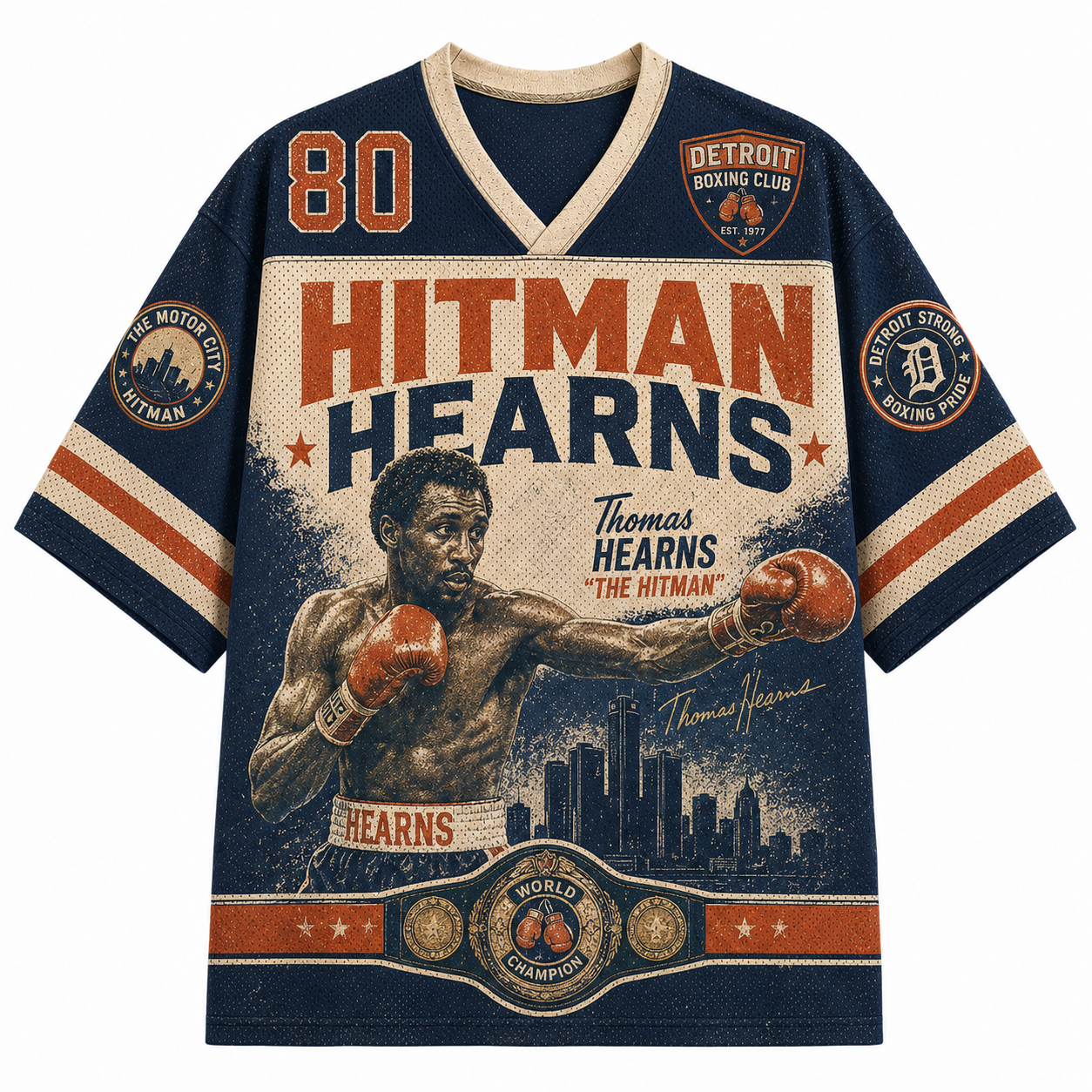 Thomas Hearns "The Hitman" 1980 Detroit Boxing Jersey Shirts
