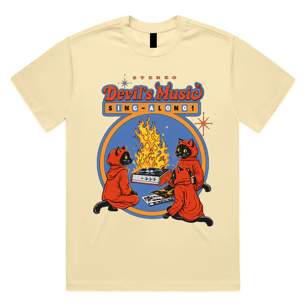 Devil's Music Sing-Along – 100% Cotton Classic Fit Retro Dark Humor Graphic Tee