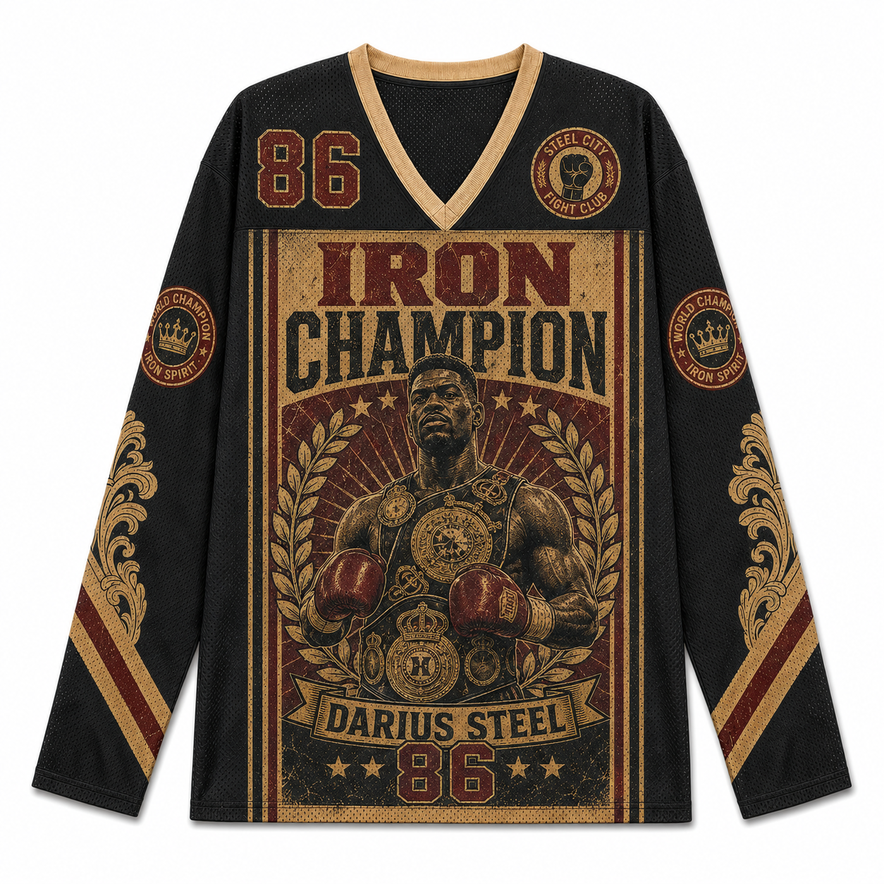 IRON CHAMPION V-Neck Long Sleeve Jersey