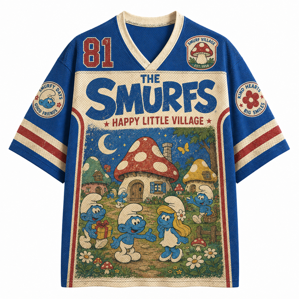 The Smurfs "Happy Little Village" 1981 Jersey Shirts