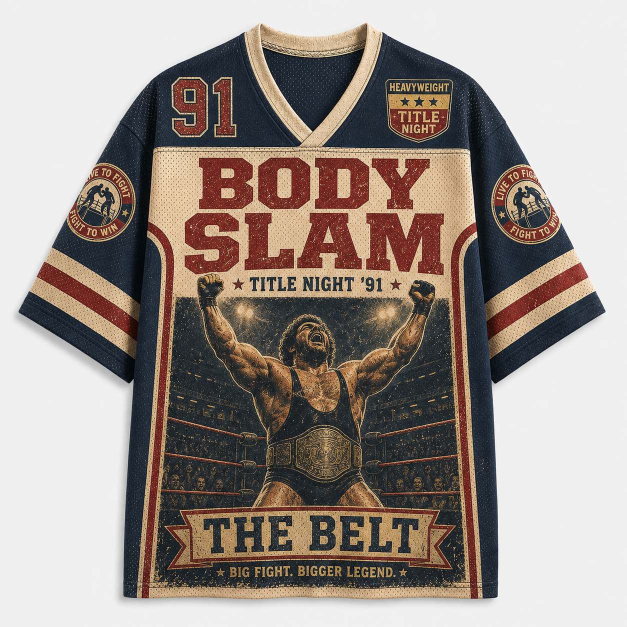 Retro Wrestling Championship The Belt 1991 Heavyweight  Jersey Shirts