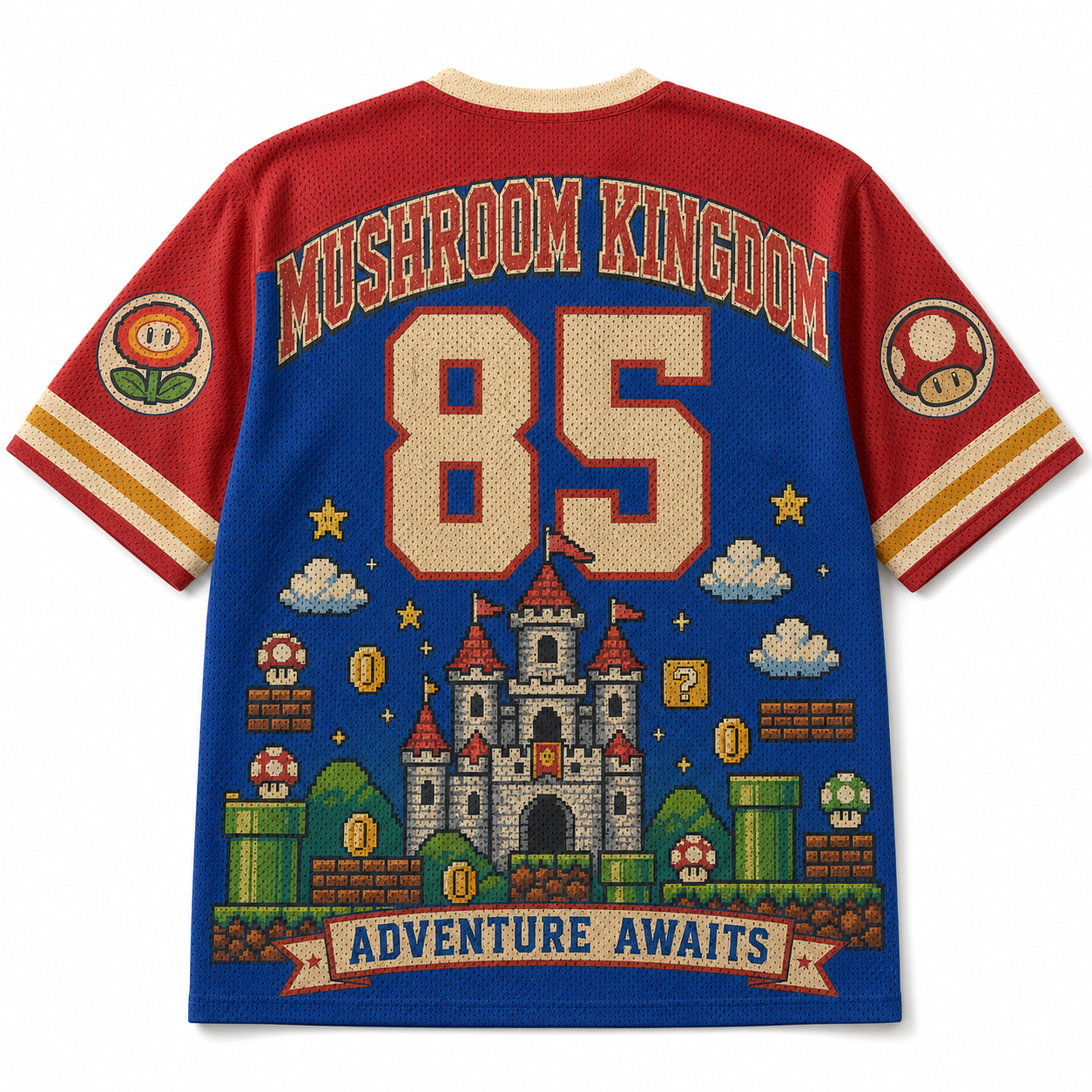Super Mario Jersey Mushroom Kingdom Retro 8bit Gaming Jersey Shirts